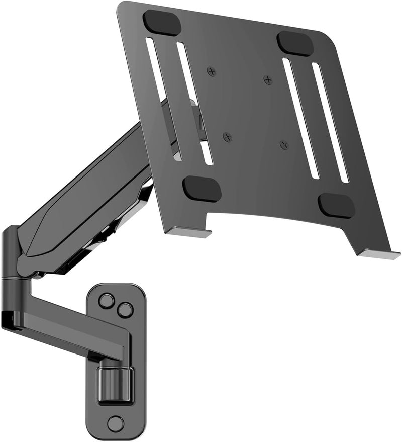 UPGRAVITY Laptop Wall Mount, 2-in-1 Gas Spring Wall Holder with Vented Tray for 12"-17" Notebook/13-32 Computer Screen, Full Motion Adjustable Wall Mount Laptop Stand Holds 3.3-17.6lbs - Image 1